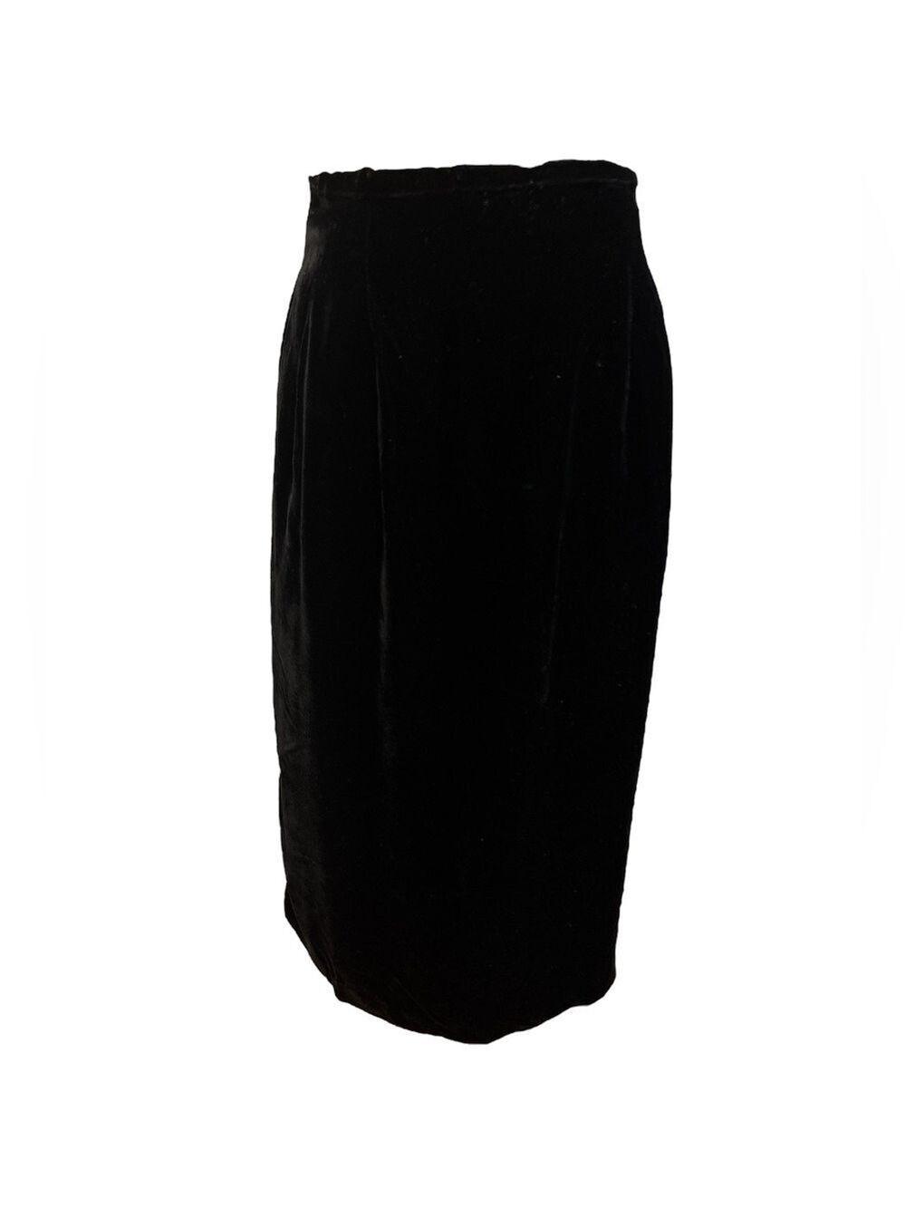 NWT 90s STEPHANIE QUELLER VELVET BLACK MIDI PENCIL SKIRT LUXURY SZ 14W - Picture 3 of 8